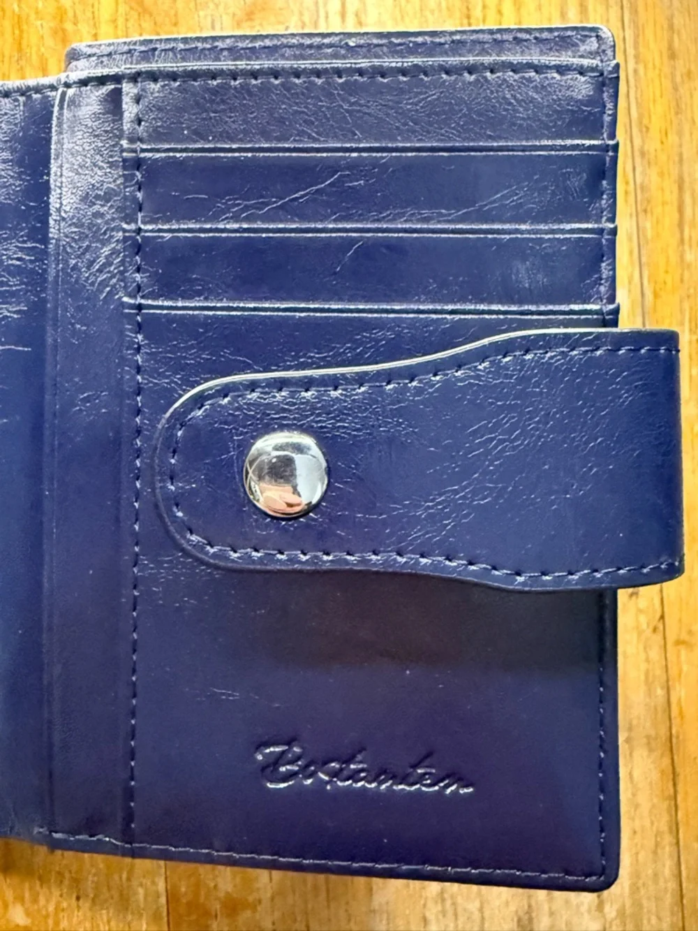 Bostonian Navy Blue Leather Wallet Bifold Snap Coin Pocket NEW